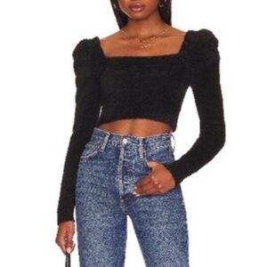 Lovers + Friends Off-Shoulder Black Sweater